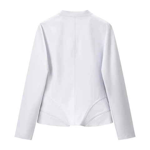 Top da Donna Bianco a Manica Lunga Slim Fit Camicetta con Cuciture Stile Corsetto Strutturale con Bottoni Nascosti Camicia Casual