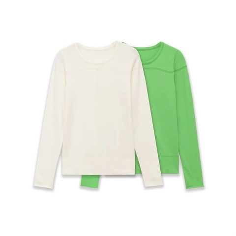 Damen Casual Rundhalsausschnitt Langarm Strickpullover Minimalistisch Einfarbig Ziernaht Strickwaren Pullover Top