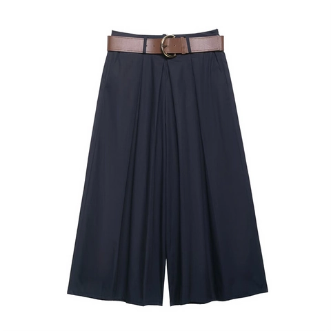 Pantaloni Donna a Vita Alta Gamba Larga Con Cintura Moda Minimalista Tinta Unita Pantaloni da Ufficio Eleganti Primaverili