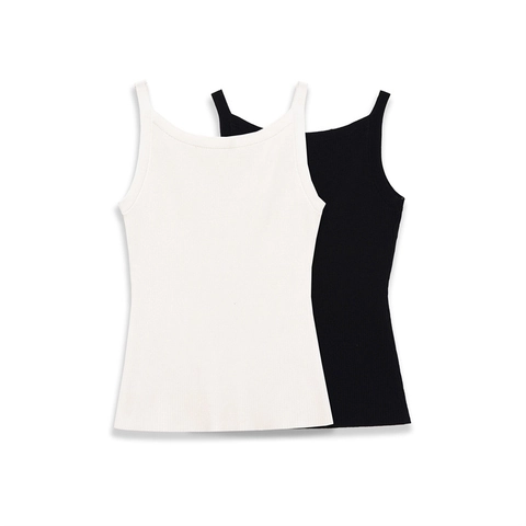 Women Sexy Ribbed Knit Tank Top Solid Color Sleeveless Camisole Slim Fit Summer Basic Spaghetti Strap Top