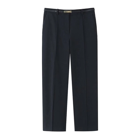 Pantaloni da Donna Casual a Vita Alta Gamba Dritta Con Cintura Professionali da Ufficio Tinta Unita Moda Primavera