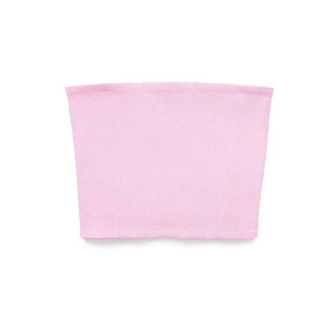 Women Sexy Ribbed Knit Strapless Tube Top Basic Solid Color Slim Fit Bandeau Crop Top For Summer Daily Streetwear