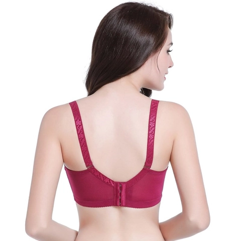 Women Plus Size Sexy Lace Bra Underwire Push Up Breathable Thin Mold Cup Adjusted Straps Lingerie With Rhinestone