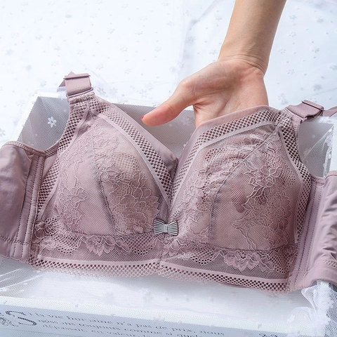 Women Wireless Lace Minimizer Bra Plus Size Full Coverage Breathable Thin Unpadded Lingerie For Big Chest Women Comfort Bra