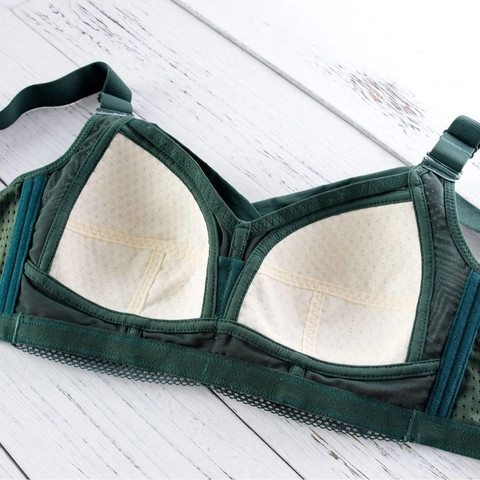 Women's Minimizer Bra Lace Wireless Full Coverage Thin Breathable Honeycomb Side Support Adjustable Wide Straps Bra