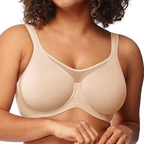 Dames Grote Maat Ultradunne BH Naadloze Mesh Splitsing Beugel Push Up Lingerie Dagelijks Comfortabel Ademend Ondergoed