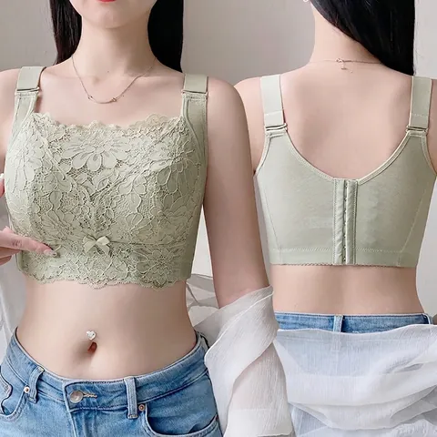 Women Ultra-thin Lace Bra Minimizer Full Cup Wireless Tube Top Bra Plus Size Lingerie with Wide Adjustable Straps