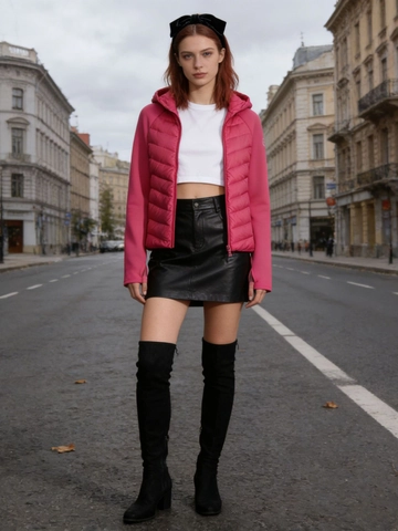 Doudoune Ajustée à Capuche pour Femme Hiver Chaud Matelassé Spliced Puffer Veste Style Japonais Coréen Manteau Simple Élégant