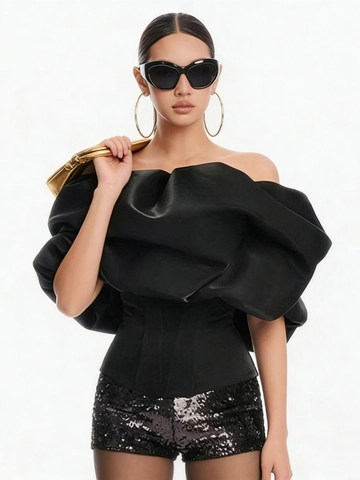 Women Sexy Elegant Corset Tube Top Exaggerated Ruffles Off The Shoulder Slim Fit Boned Evening Party Strapless Blouse Top