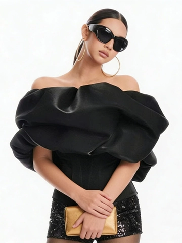 Women Sexy Elegant Corset Tube Top Exaggerated Ruffles Off The Shoulder Slim Fit Boned Evening Party Strapless Blouse Top
