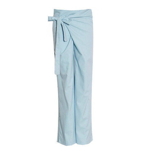 Women's Casual High Waist Wide Leg Pants With Bow Tie Wrap Waist Solid Color Commuter Elegant Loose Trousers Daily Wear