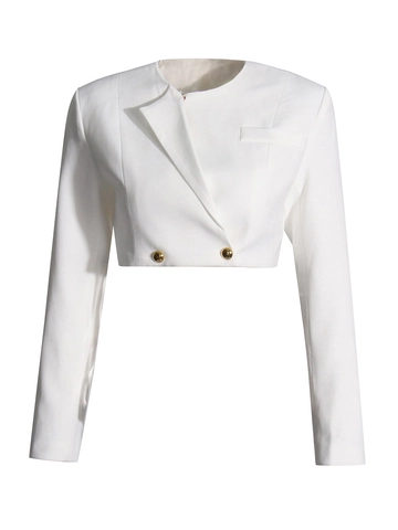 Damen Eleganter Weißer Zweiteiler Kurzer Langarm Blazer Und High Waist Netz Patchwork Weite Hose Office Outfit