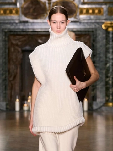 Damen Halbrollkragen Ärmellos Strickweste Grobstrick Rippenstrick Pullover Einfarbig Lässiges Stricktop