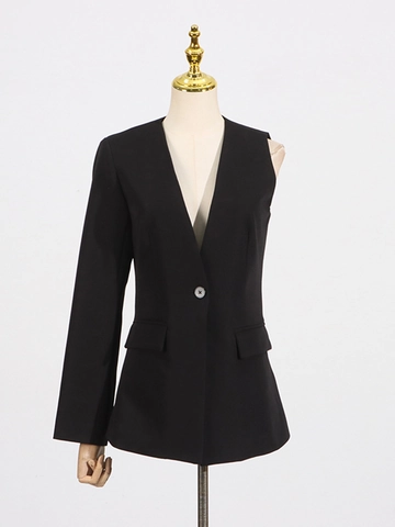 Completo Blazer Asimmetrico da Donna Top Monospalla Irregolare Con Canotta e Pantaloni a Gamba Larga Streetwear