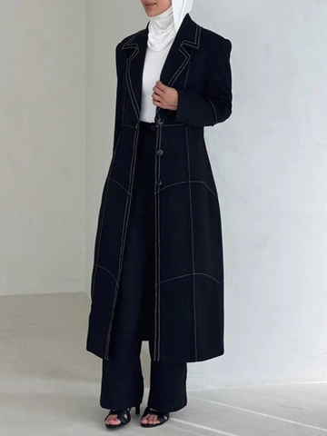 Trench Lungo da Donna Cuciture a Contrasto Revers Monopetto Soprabito Ampio Casual Elegante Giacca alla Moda Primavera Autunno