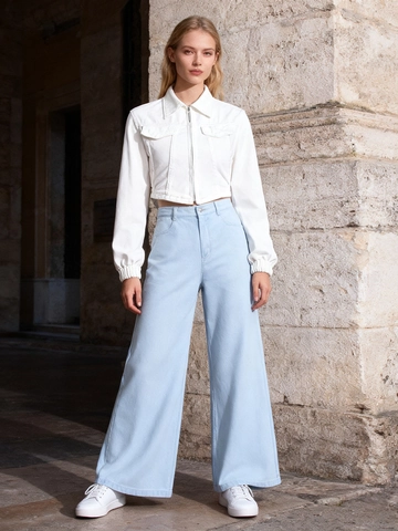 Giacca di Jeans Cropped Casual da Donna Con Cuciture a Contrasto Giacca in Denim Slim Fit Strutturale Capispalla
