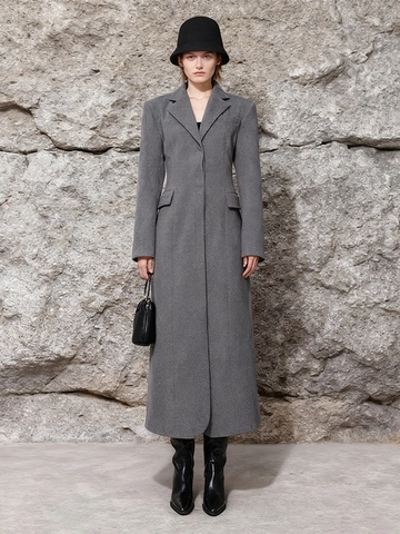 Damen Britischer Stil Lockerer Wollmantel Eleganter Einfarbiger Revers Langarm Einreihiger Pardessus Herbst Winter Oberbekleidung