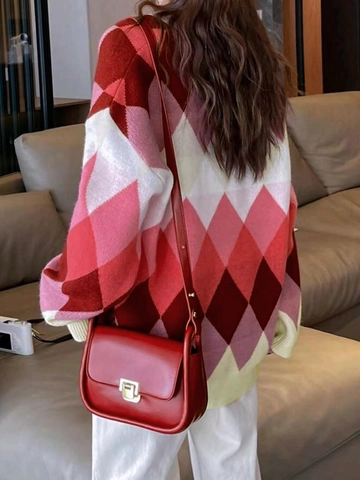 Γυναικείο Casual Πλεκτό Πουλόβερ Argyle Λαιμόκοψη V Μακρύ Μανίκι Χρωματικό Μπλοκ Γεωμετρικό Φθινόπωρο Χειμώνας