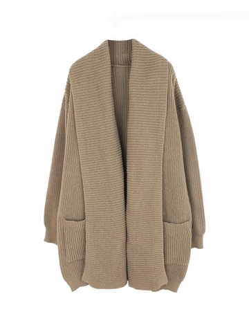 Cardigan Lungo in Maglia da Donna Aperto Sul Davanti Tinta Unita Vestibilità Comoda Capispalla Con Tasche Casual Giacca in Maglia Morbida