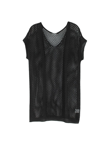Copricostume da Spiaggia in Maglia Traforata Casual da Donna Scollo a V Manica Corta in Rete Uncinetto Abito Copricostume per Vacanze Estive