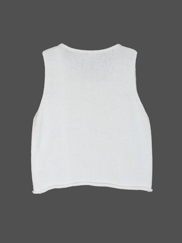 Débardeur en Tricot Décontracté pour Femmes Sans Manches Col Rond Gilet Pull Court Couleur Unie Haut en Tricot Femme