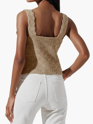 Women Casual Knitted Vest Sleeveless V Neck Cardigan Tie Front Waffle Texture Solid Color Boho Style Beach Vacation Top