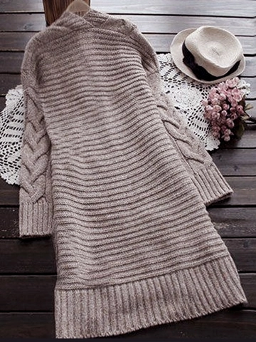 Women Long Cable Knit Cardigan Open Front Sweater With Pockets Casual Loose Long Sleeve Knitted Soft Coat Outerwear