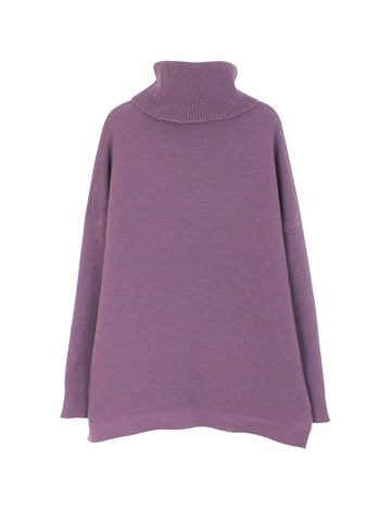 Women's Loose Turtleneck Knit Sweater Oversized Long Sleeve Pullover With Side Split Ribbed Cuffs Solid Color Casual Soft Top