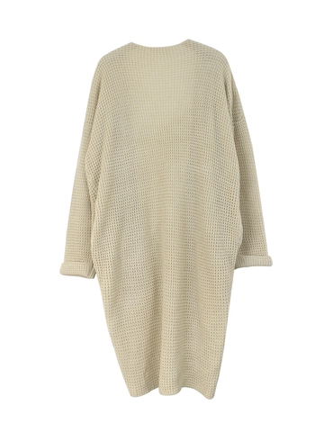 Women Casual Long Waffle Knit Cardigan Loose Drop Shoulder Open Front Sweater With Pockets Solid Color Khaki Outerwear