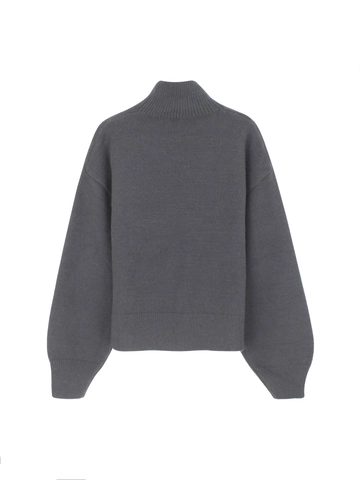 Maglione Donna Casual a Collo Alto in Maglia Tinta Unita Maniche Lunghe Pullover a Costine Oversized Top in Maglia