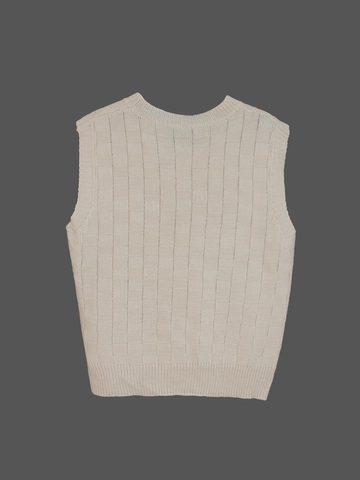 Women Casual Acrylic Knit Tank Top Checkerboard Pattern Sleeveless Round Neck Pullover Sweater Vest Top