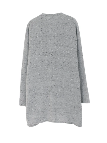 Women Casual Long Sleeve Knitted Dress Crew Neck Button Detail Marl Grey Sweater Dress With Pockets Autumn Winter Wardrobe