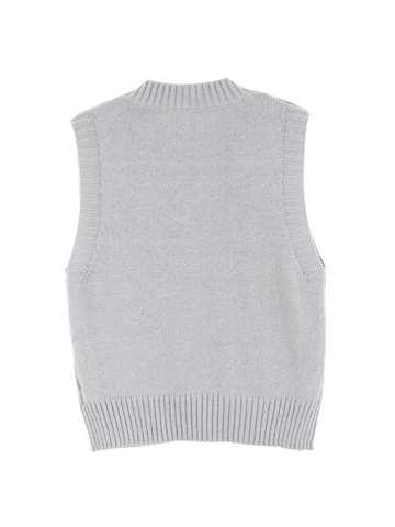 Gilet en Tricot Décontracté à Col en V pour Femmes Tricot Torsadé sans Manches Pull Gris Maille pour Printemps Automne Hiver