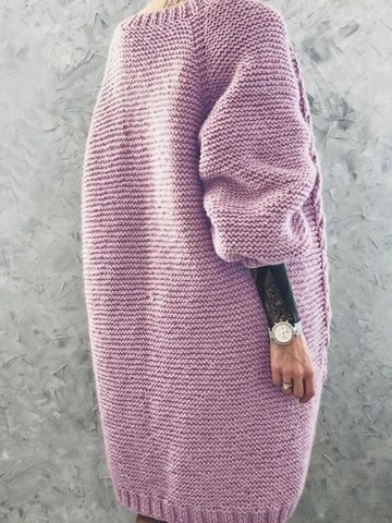 Dames Casual Oversized Grofgebreid Vest Lange Mouw Kabelpatroon Open Voorkant V-hals Trui Jas Effen Kleur Bovenkleding