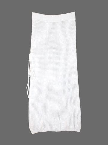 Copricostume da Spiaggia in Maglia Traforata per Donna Gonna Crochet con Coulisse e Spacco Alto Lunga per Vacanze Estive Bianco