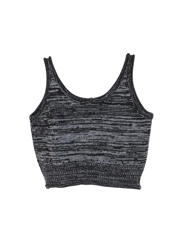 Chaleco de Punto Casual para Mujer Conjunto de Dos Piezas Crop Top Rayas Space Dye Sin Mangas Cuello en U Moda de Verano