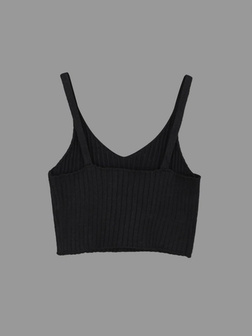 Damen Rippstrick Unterhemd V-Ausschnitt Crop Top Weiß Und Schwarz Schlanke Passform Casual Sommer Sexy Ärmellos Mode Top