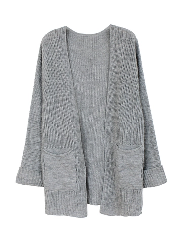 Damen Casual Oversize Strickjacke Pullover Langarm Offene Vorderseite Oberbekleidung Mit Großen Taschen Einfarbig Weich Herbst Winter Top