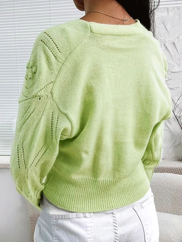 Women's Casual V-Neck Knit Cardigan Long Sleeve Polyester 3D Flower Embroidery Button Down Sweaters Jacket Outwear