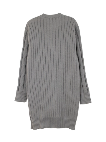 Women Long Cable Knit Cardigan V-Neck Button Open Front Sweater Jacket With Pockets Casual Solid Loose Knitwear Outwear