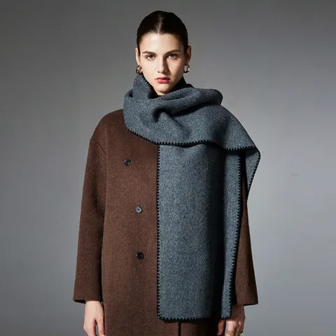Luxury Viscose Blend Winter Scarf For Women Men Solid Color Thick Warm Shawl Wrap Accessory With Whipstitch Edge