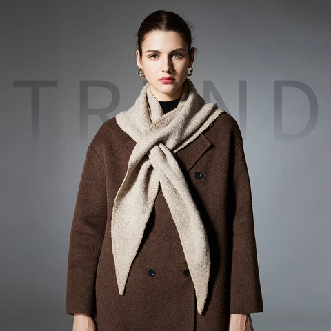 Women Knitted Triangular Scarf Wool Blend Thick Warm Shawl Wrap Winter Babushka Headscarf Solid Color Fashion Neck Scarf