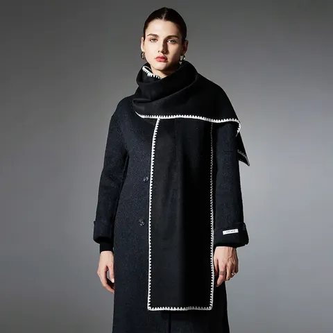 Bufanda de Invierno para Hombre y Mujer de Imitación Cachemir Color Sólido Chal Largo con Borde de Punto de Ojal Bufanda Pashmina