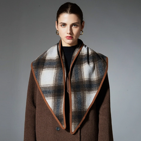Dames Plaid Driehoek Sjaal Omslagdoek Wolmix Ruit Warm Winter Elegant Mode Woon-werkverkeer Sjaal Accessoire
