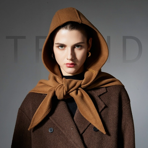 Bufanda con Capucha Balaclava de Invierno para Mujer Chal Triangular de Punto Color Sólido Capa con Capucha para Exterior