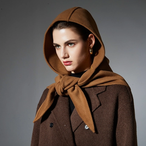 Bufanda con Capucha Balaclava de Invierno para Mujer Chal Triangular de Punto Color Sólido Capa con Capucha para Exterior