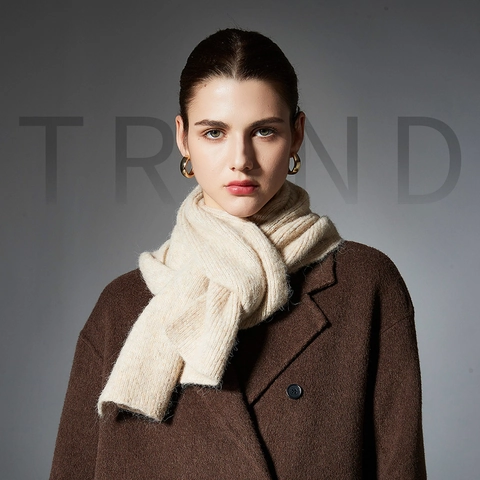 Bufanda de Punto de Invierno para Mujer Mezcla de Lana Color Sólido Cálida Acanalada Suave Elegante Bufanda Larga Calentador de Cuello