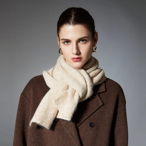 Bufanda de Punto de Invierno para Mujer Mezcla de Lana Color Sólido Cálida Acanalada Suave Elegante Bufanda Larga Calentador de Cuello
