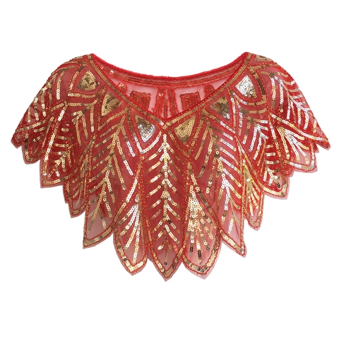 1920s Vintage Sequin Shawl Mesh Beaded Capelet For Evening Party Gatsby Style Wedding Bridal Wrap Scalloped Hem Women Accessory