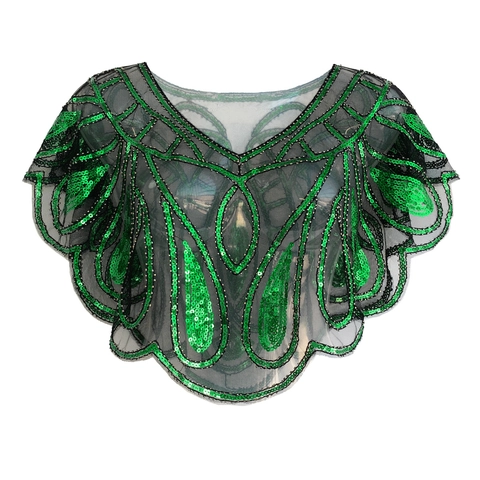 Damen Vintage Pailletten Netz Schal Capelet Art Deco Perlen Abend Bolero Für Hochzeit Party Gatsby Stil Deko Wickel